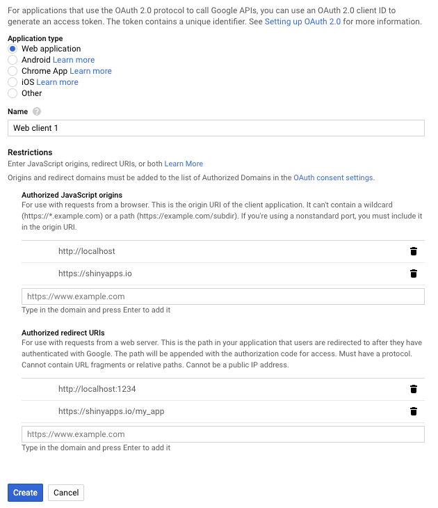 OAuth client configuration