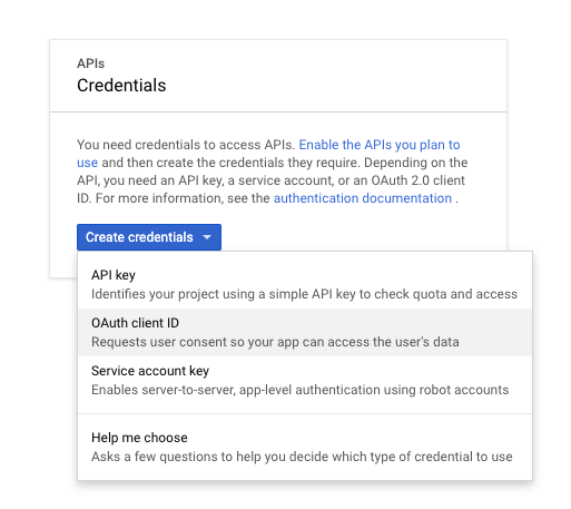 Create OAuth credentials