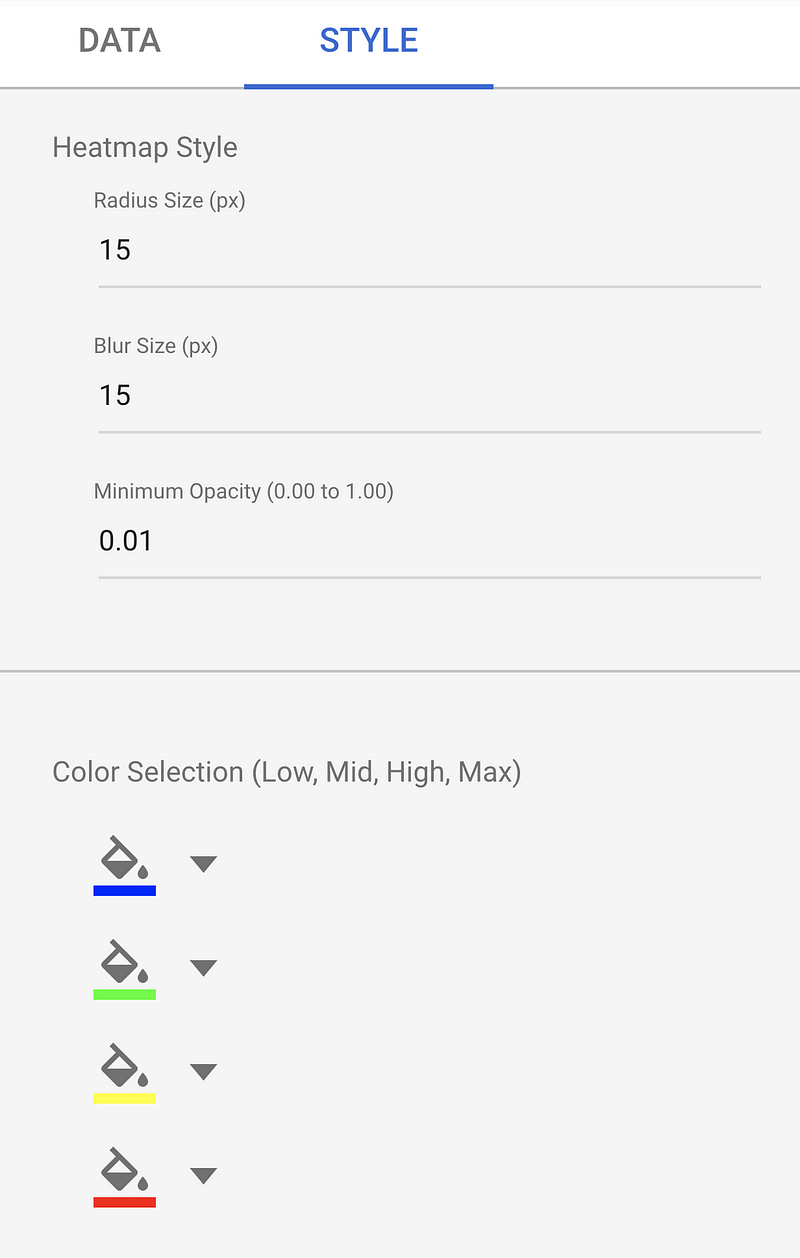 Style configuration options
